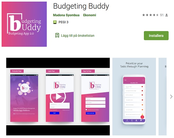 Spara pengar app Buddy budget